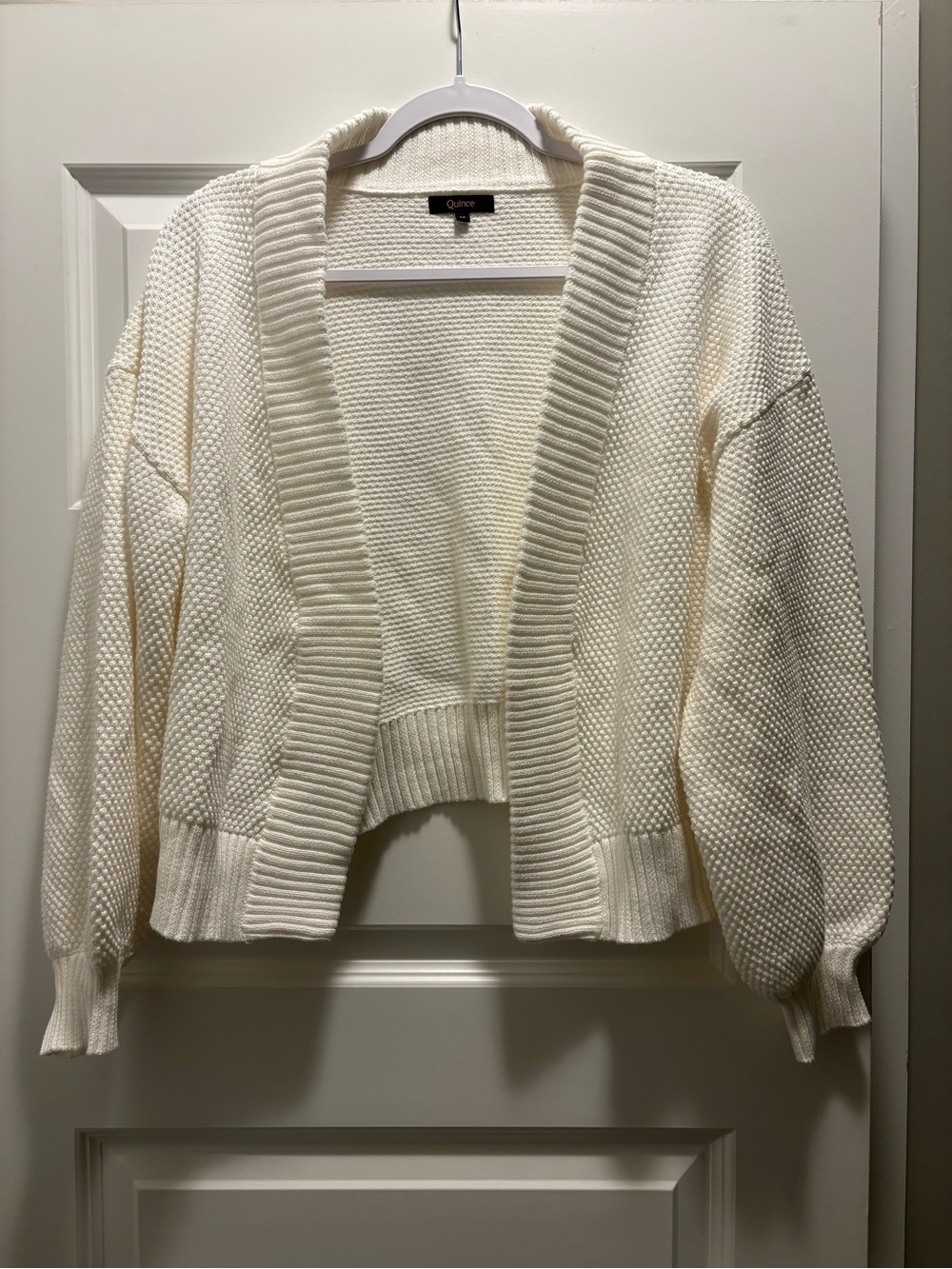 Quince Ivory Open-Front Knit Cardigan